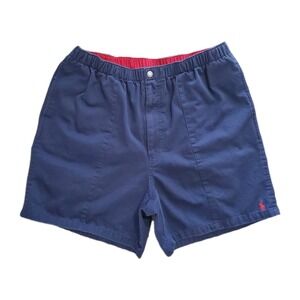 POLO Ralph Lauren Men's XXL Shorts Navy Blue Red Pony Stretch Waist Pockets 6"